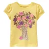 100% katoenen meisjes korte mouw zomer kinderen kleding t-shirts meisje jurk baby bovenkleding gele boom Tees top 210413