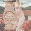 Moda Mężczyzna Kobiety Watch Diament Iced Out Designer Zegarki 18K Złoto Złote Ruch Kwarcowy Ze Stali Nierdzewnej Mężczyzna Kobieta Prezent Bling Wristwatch