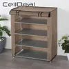 Multi Tiers Dust Proof Shoes Rack Non-woven Fabrics Shoe Storage Portable Steel Stackable Storage Shoe Rack Cabinet Organizer 210811