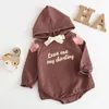 Boy Bodysuits Babies Love Baby Girl Clothes Bat Bud Flower Cuff Cap Long Sleeve Cotton Jumpsuit 210417