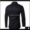 Erkek Giyim Damla Teslimat 2021 İlkbahar Sonbahar Kıyafet Nakış Uzun Kollu Erkekler Giyim Abiye Gömlek Siyah Artı Boyutu S-2XL MUNBC