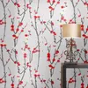 壁紙ハイエンドゴールデンイエローフローラルエンボス加工壁紙寝室のリビングルームの壁ロマンチックな赤い花の家の装飾