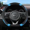 Steering Wheel Covers Microfiber Leather Sport Car Cover For Kia Rio 2 3 4 K2 K4 K5 S KX1 KX3 KX5 KX7 Soul Auto Accessories