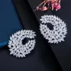 Pera Clean White Marquise Cut Cubic Zirconia Crystal Bridal Large Statement Hollow Stud Earrings For Women Ear Jewelry E448