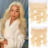 Straight 13x4 Human Hair Lace Closure 613# Blonde Color Pre-Plucked Natural Hairline With Baby Hair