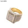 Cluster Rings Vanaxin 925 Sterling Silver Gold Color Hip Hop Iced Cubic Zirconia Luxury Ring Mens Fashion Finger Bling Jewelry