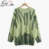 H.SA Roupa de Muer Koreaanse Mode Dames Pullover Sweaters Oneck Lange Tie Dye Trui Jumpers Jersey Mujer Trek Femme 210417