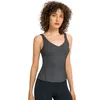 L-155 Frauen Sport Tank Yoga Outfits Sexy V-ausschnitt Schönheit Zurück Fitness Weste Dame Unterwäsche Mode Training Tragen Runing Tops mit abnehmbaren Tassen