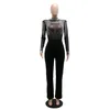 Womens Jumpsuits Rompers Elegant Black Rhinestone Embellishment Wide Leg Chic Sequins Fringed Bodycon Birthday Outfits