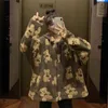 Joinyouth Cartoon Bear Lambウールの女性のフード付きジャケットカジュアル特大のトップス冬服女性ジャケットかわいい韓国のコート210818