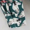 Tangada Women Retro Oversized Dog Print Blouse Long Sleeve Chic Female Casual Loose Shirt Blusas Femininas XN80 210609