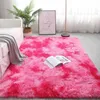 ピンクのカーペット染色豪華な柔らかいカーペットエリアの敷物のための敷物のための敷物の寝室の長いふわふわの滑り止めのフロアマット子供マット210626