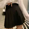 WERUERUYU Sweet Pleated Skirt Women Mini High Waist Girls Vintage Black White Cute School Uniforms Women's Culottes 210608