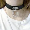 Sautoirs Rock Sexy Cool Gothique Collier Steampunk Collier Femmes Hommes En Cuir Goth Punk Ras Du Cou Boucle Ronde Chunky