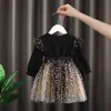 Ragazze Baby Dress Primavera Autunno Abbigliamento Bambini Soffici Top Bambina Filato netto Principessa Per bambini 0-6 Y 211231