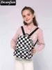 Мини-рюкзак 3d напечатанный DEANFUN классическая черно-белая решетка водонепроницаемый рюкзак женщин сумка для подростков mnsb-8 202211