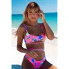 Ställ ut tryckt brasiliansk baddräkt Swim Female 2021 Ruffle Bikini Women Swimsuit Push Up badkläder Bandage Halter Women's