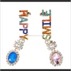Bijoux de charme livraison directe 2021 lettre exagérée diamant acrylique femmes sourire heureux mode Ins vent boucles d'oreilles Kupot