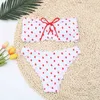 Sexy Polka Dot Bikini Mujeres Traje de baño de dos piezas Push Up Traje de baño Floral Lado Traje de baño Ropa de playa brasileña Traje de baño T200713