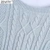 Kvinnor Casual Twist Crochet Short Knitting Vest Tröja Kvinna Chic O Neck Ärmlös Pullovers Crop Waistcoat Tops SW831 210420