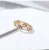 ETERNITY 18K GOLD LAB DIAMOND CZ PROMISE RING 925スターリングシルバーエンゲージメントウェディングバンドリング女性用ブライダルファインジュエリー235U