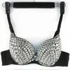 Bras High Quality Sexy Women Push Up Luxury Rhinestone Sequined Bra Lady Silver/gold Punk Studded Sponge Dance for Party