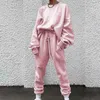 Kvinnor Casual Outfit Fashion Harajuku Pullover Crop Top Hoodie Sweatshirts och Long Sports Pant Suit Kvinnlig Sweatshirt Outfit 210925