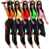 CM.YAYA 2021 Summer Activewear Solid Set da donna senza maniche Crop Top Pantaloni Tuta sportiva Tuta da due pezzi Fitness Outfit X0428