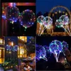 Lidar com balão de diodo emissor de luz com varas luminosa hélio transparente bobo ballons casamento decorações de festa de aniversário criança LED luz balão