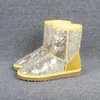 Women Glitter Boots Sequin WGG Classic designer Snow winter boots Ankle Mini Short Knee Sparkles Button Bling Boot direct selling black pink