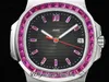 GRF 5711 RUBY BEZEL PP324CS A324 Автоматические мужские часы Серая текстура набора палочек маркеры из нержавеющей стали браслет супер издание хип-хоп ювелирные изделия часы PureTime