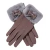 Ladies Plush Super Stretch Thickening Warm Touch Screen Cute Hair Mouth Outerwear Gloves For Female Five Fingers