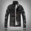 Men's Jackets 2021 Men Ripped Hole Denim Jacket Loose Large Size Casual Couple Coats Gray Black Long Sleeve Spring And Autumn High Street