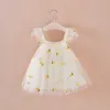 NOUVEAU Nouvelle Mode Mignon Bébé Vêtements bébé Vêtements Enfants Robes Fille Sans Manches Ananas Broderie Tutu Infantile Robe pour 0-3Y Q0716