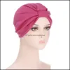 Beanie/Skl Hats Caps Hats, Scarves & Gloves Fashion Aessoriesmuslim Ladies Elastic Solid Color Anti-Cancer Chemotherapy Monochrome Men And W