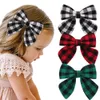 جديد الترتان hairbows دبابيس الشعر عيد الميلاد الانحناء مع مقاطع الفتيات منقوشة القوس المشابك مقاطع الشعر اكسسوارات للشعر