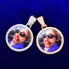 Custom Photo Cirkel Ronde Ketting voor Mannen Made Medallons Picture Hanger Solid Back Gold Color Pated Zircon Hip Hop Sieraden