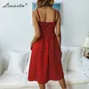 LEVIORTIN Red Polka Dot Dress Vestidos Verano Designer Dresses Summer Women Midi Button Dress A-Line Beach Dress 210527