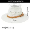 Summer Fashion Hand Woven Paper Straw Jazz Hat Women Men Wide Brim Sun Protection Hat Outdoor Beach Cap White Black Wholesale