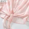 Zevity Women Fashion Tie Dye Utskrift Casual Kimono Skjorta Kvinna Hem Bowknot Söt Blus Roupas Chic Chemise Toppar LS9387 210603