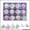 Świąteczna impreza Strona główna Gardenchristmbmas Drzewo Styl Wiszący Dekoracje Dekoracje Zapasy Dekorowane 6 CM * 12 Boksed PVC Christmas Display Balls DRO