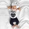 Ensemble de vêtements pour bébés filles Toddler White T-Shirt Black Pant Suit Mama Is My Bestie Newborn Outfit 100% Cotton Boy Clothing Top 210413