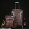 荷物本物のワニ幹の貴族トートダッフルスーツケースキャリートラベルレザーローリング荷物袋ハンドブラックブリウォンバスケットボールカーカスタムホワイト55ビジネス