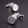 Boutons de manchette en émail balle pistolet bouton de manche cool chemise homme français métal laiton costume d'affaires haut boutons de manchette pour hommes bijoux de mode volonté et sable