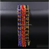 Link Hiphop Bracciale in lega per un trapano di scarico Catena da tennis da uomo con strass colorati Stile europeo e americano Oidwm Tkakh