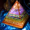8cm 7 Chakra em camadas de pedra natural Orgone Pirâmide Emf Artesanato extraordinário Árvore de Vida Cura Crystal Orgonite Torre Figurine Energy Gerador Reiki Meditação