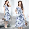 Loose Party Vestidos Casual Dress Sundress Plus Size Women Clothes Print Elegant O-neck Short Sleeve Summer Straight Natural X0521