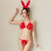 Sexy lingerie uniforme seduzione sexy reggiseno giocoso coniglio ragazza capelli cerchio Natale abito a tre punti 7090