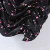 Sommar Franska V Neck Lace Flower Sling Rem Folds Sexig Lace-Up Backless Dress Kvinna Kort Vestido Chic 210508