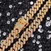 12mm Miami Cubano Link Chain Colar Braceletes Set para Mens Bling Hip Hop Gelado De Diamante Gold Silver Rapper Chains Mulheres Jóias